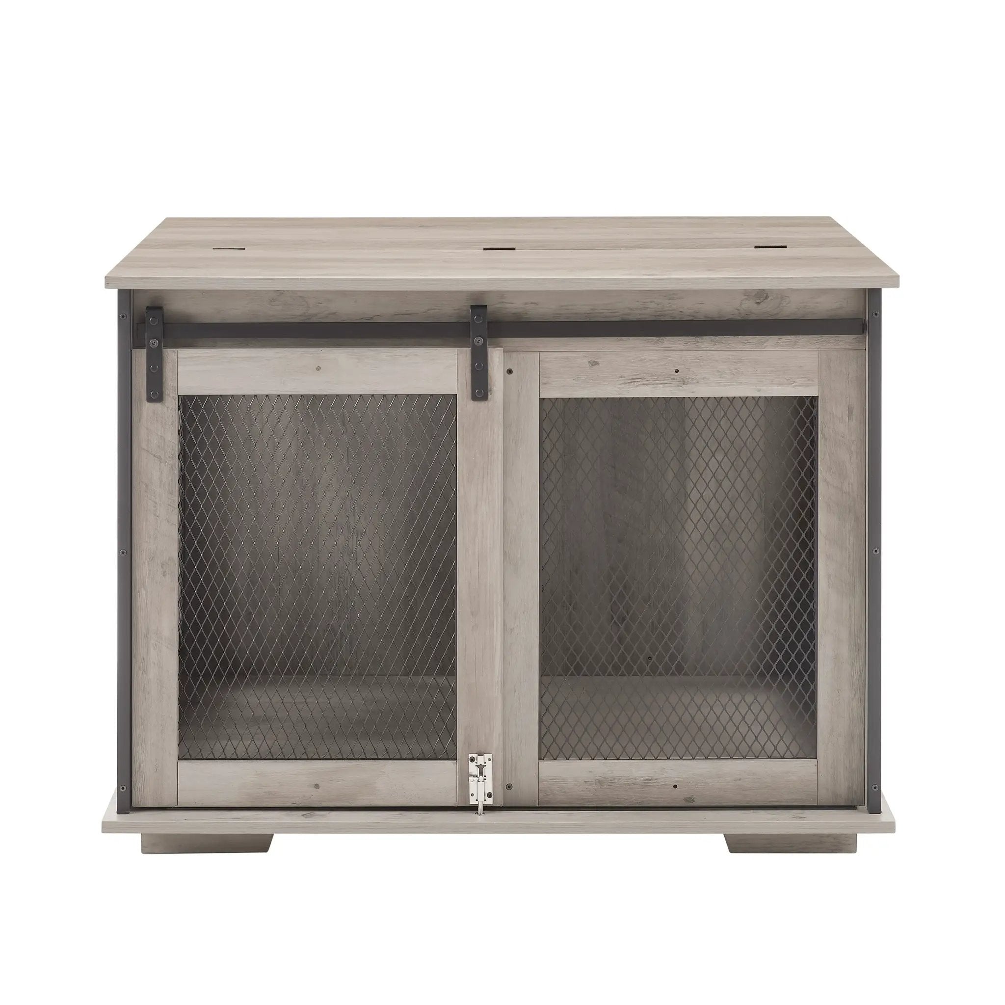 Farmhouse Dog Cage Crate Furniture with Sliding Barn Door by HouseOfZazla