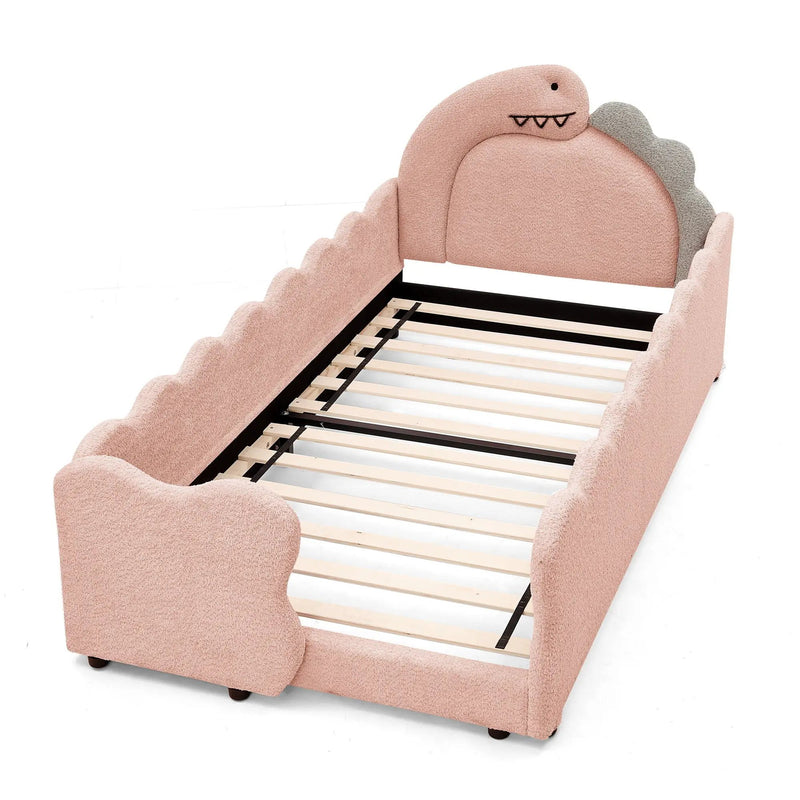 Cute Dinosaur Shaped Bed With Safety Guardrail, Toddler Frame by HouseOfZazla