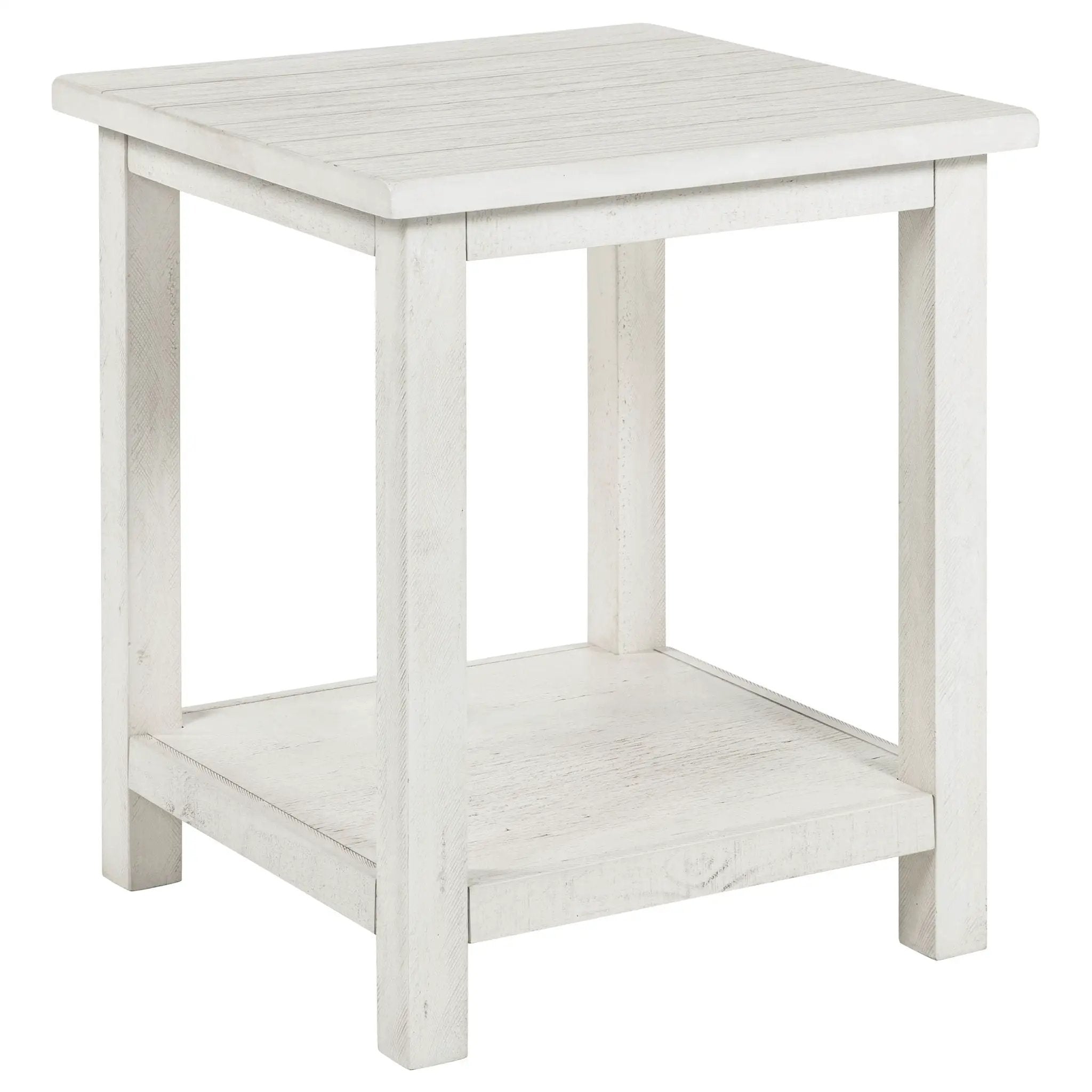 Payne Wood End Table with Shelf Distressed White by Unique Piece Furniture