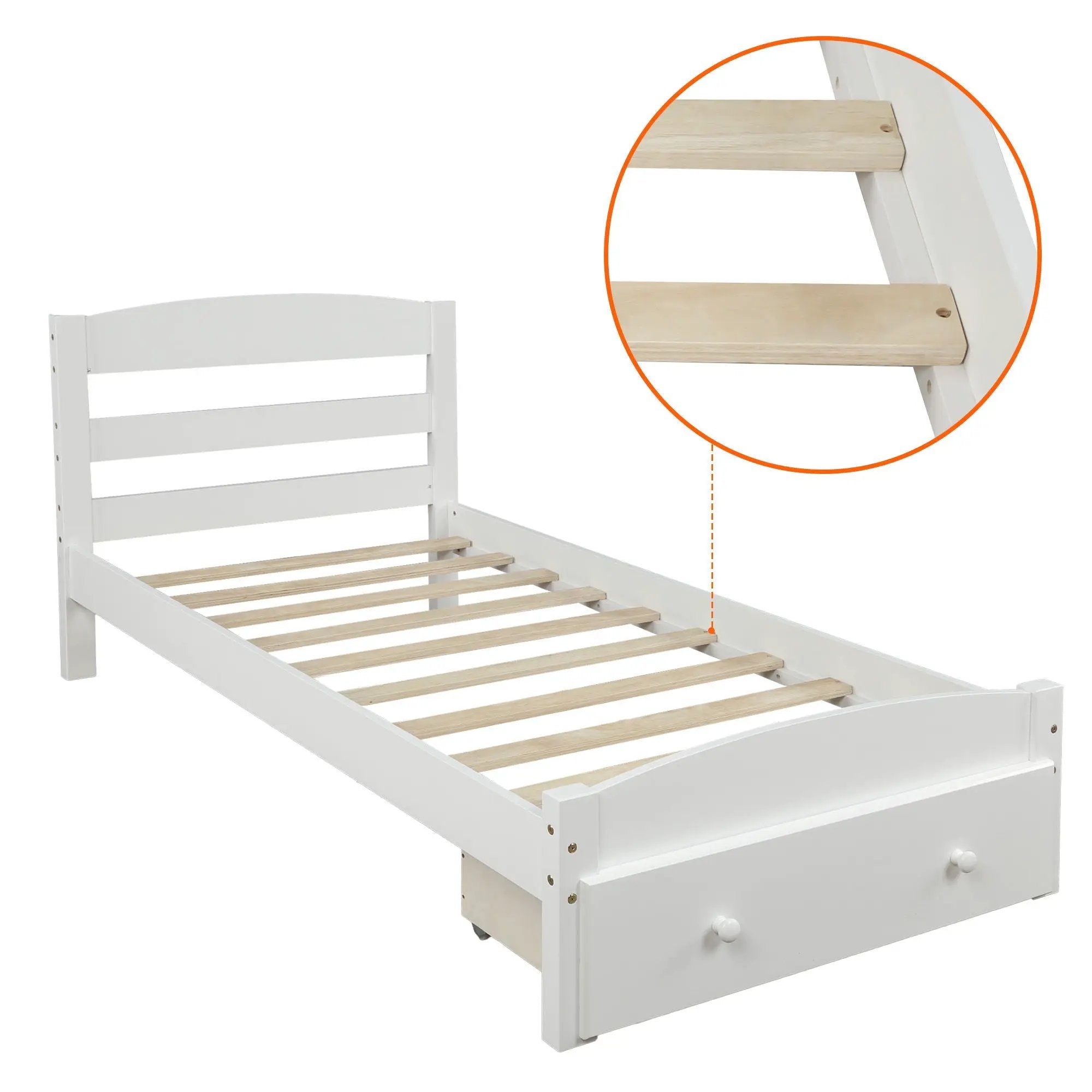Platform Bed Frame With Storage Drawer And Wood Slat Support No Box Spring Needed by HouseOfZazla