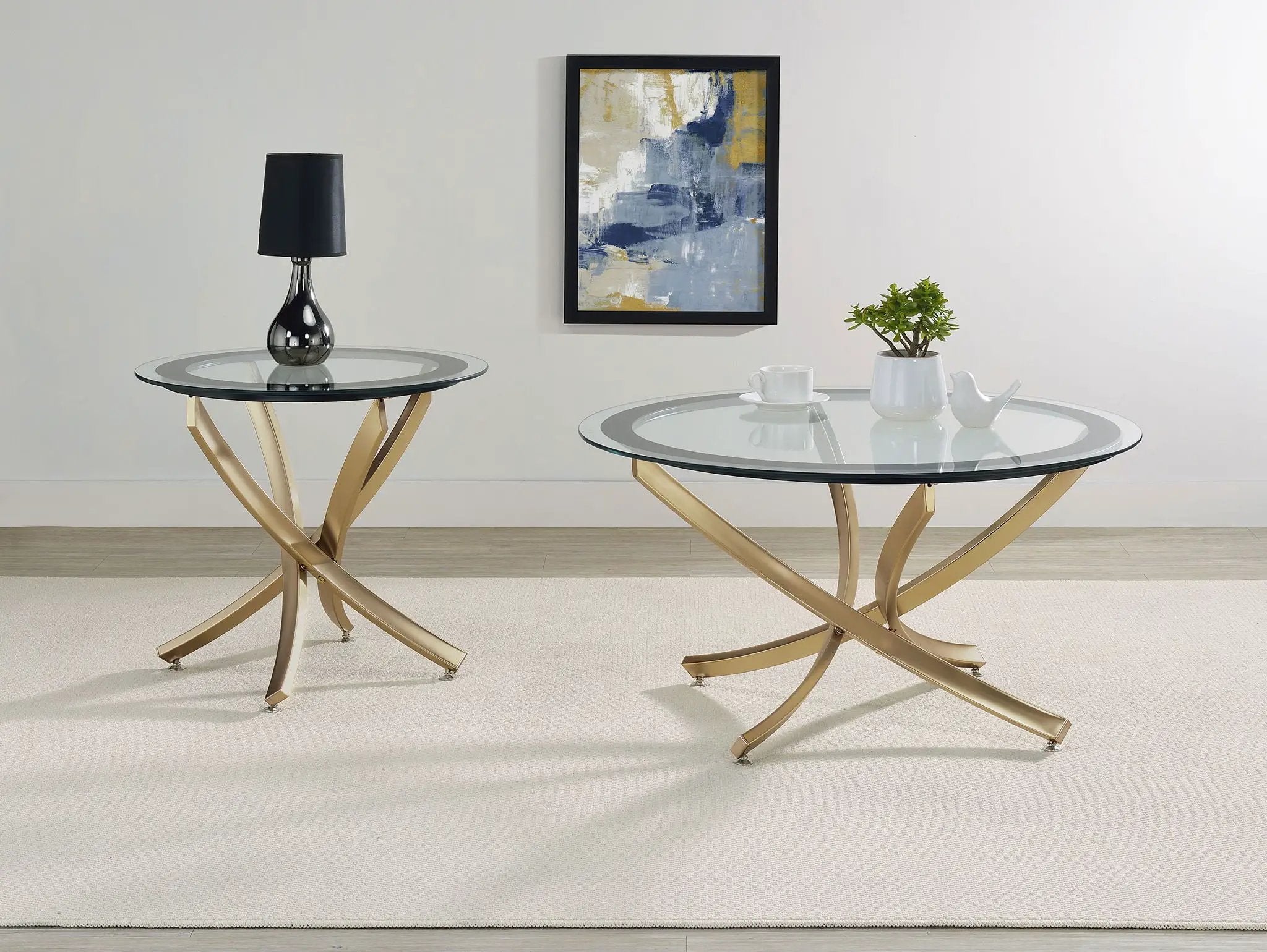 Brooke 2-piece Round Coffee and End Table Set Rose Brass by Unique Piece Furniture