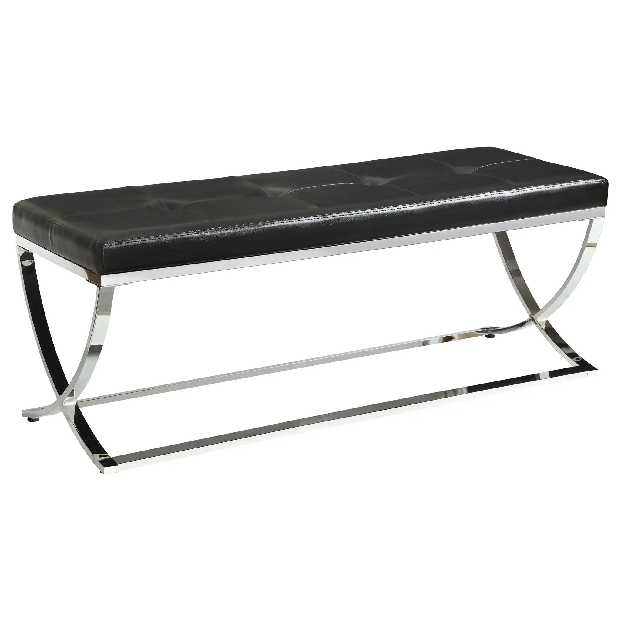 Walton Leatherette Upholstered Tufted Accent Bench Black by Unique Piece Furniture