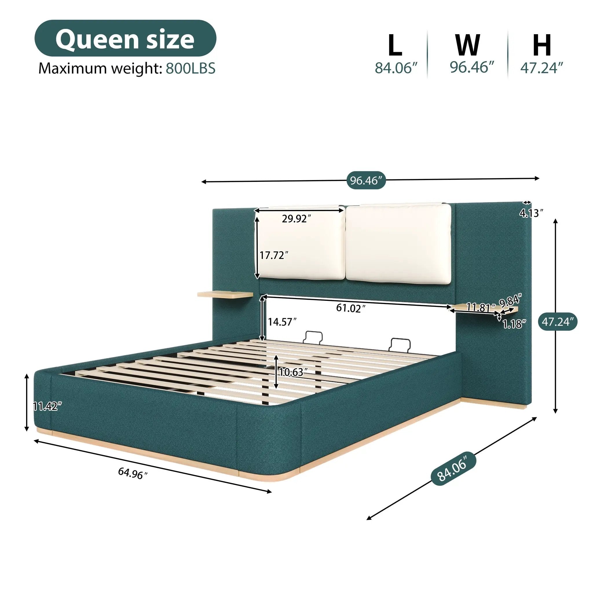 Queen Size Upholstered Platform Bed with Panel by HouseOfZazla