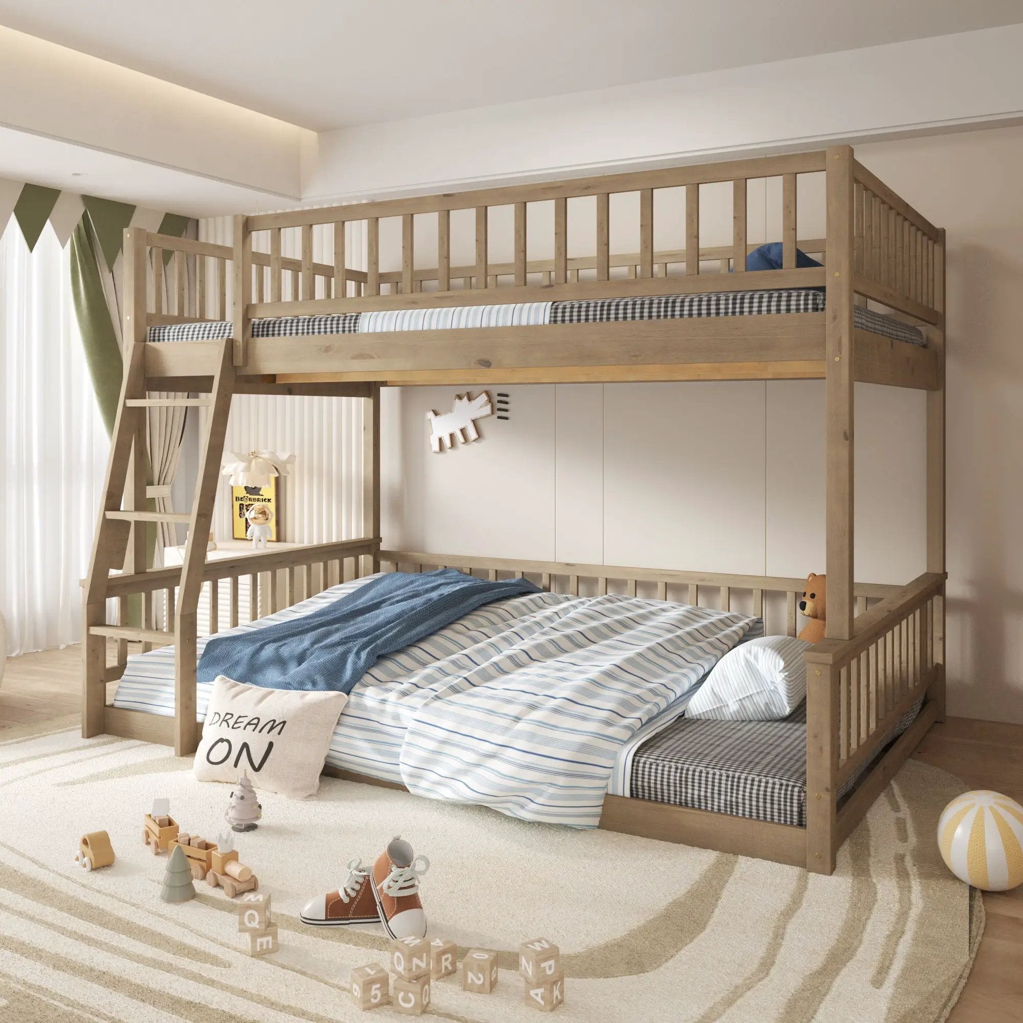 Bunk Bed With Ladder And Guardrails by Unique Piece Furniture