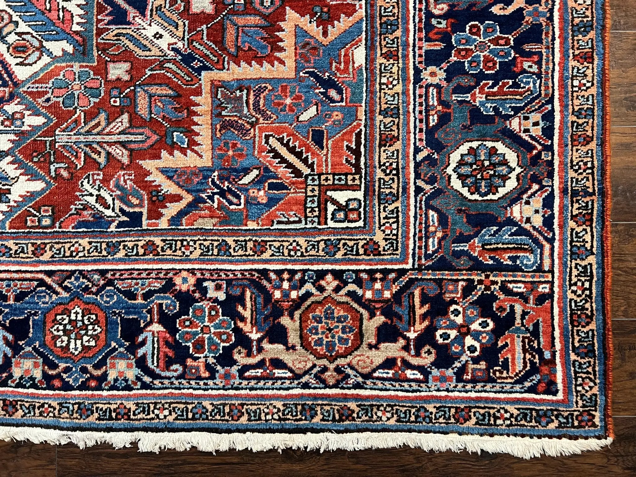Antique Persian Heriz Rug – 11x16 Palace Size, Geometric Medallion, 1920s by Jewel Rugs