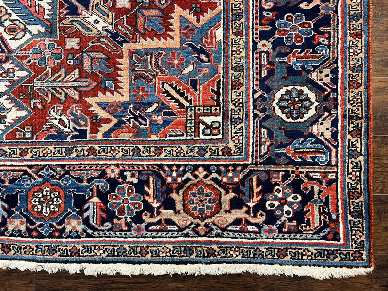 Antique Persian Heriz Rug – 11x16 Palace Size, Geometric Medallion, 1920s by Jewel Rugs