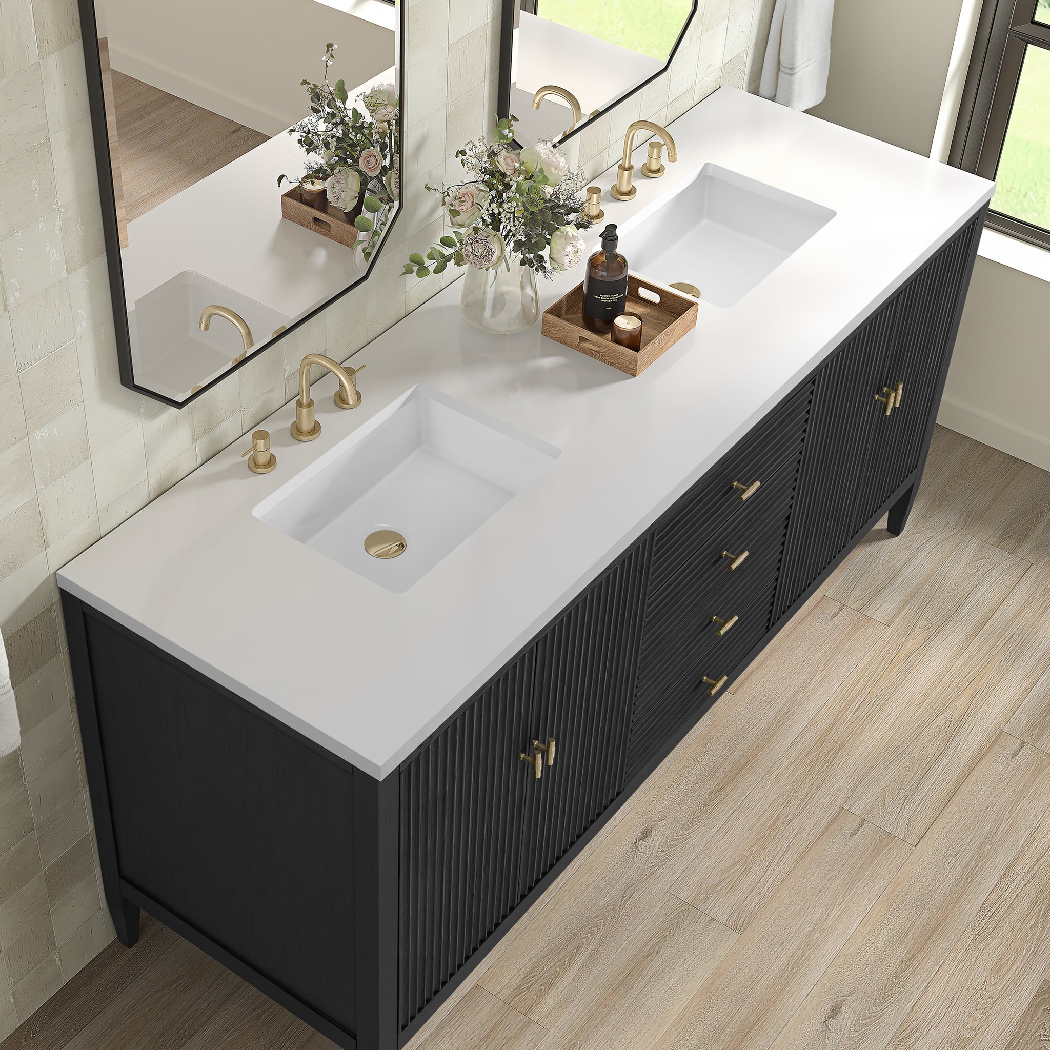 James Martin Myrrin 72" Double Bathroom Vanity, Carbon Oak, view 31