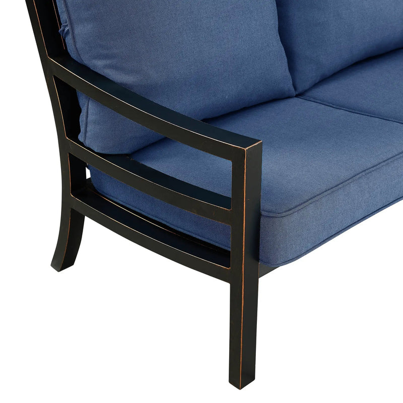 Black Aluminum Deep Seating Loveseat with Cushions by Sharicks