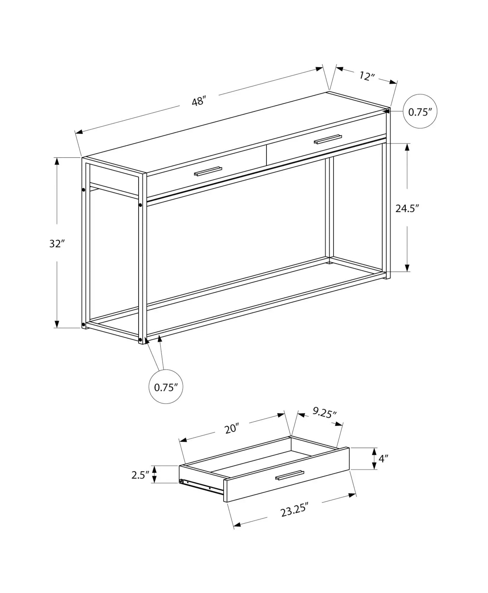 Accent Console Table For Entryway, Storage Drawers, Contemporary & Modern by Unique Piece Furniture