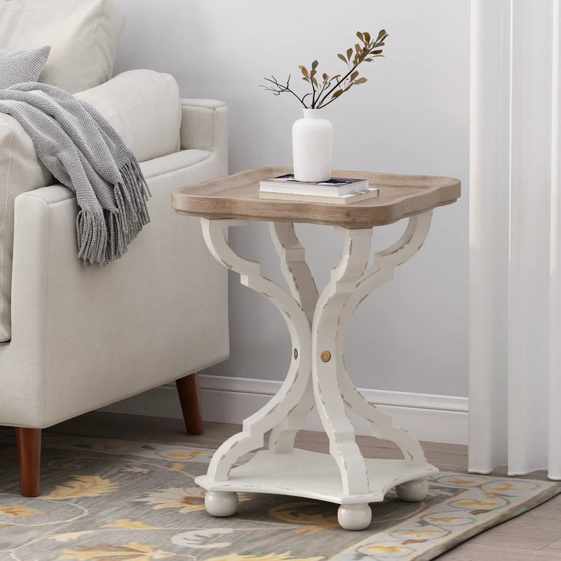 Accent Table with Hourglass Base and French Country Design by HouseOfZazla