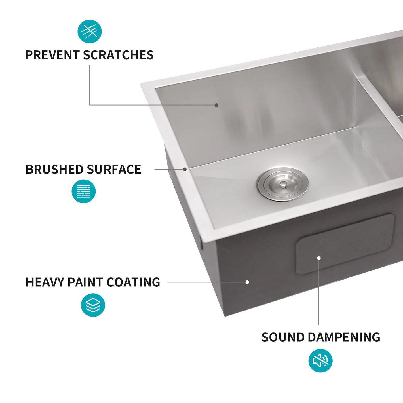 Modern Double Bowl Undermount Sink Design With 10" Deep Basins by HouseOfZazla