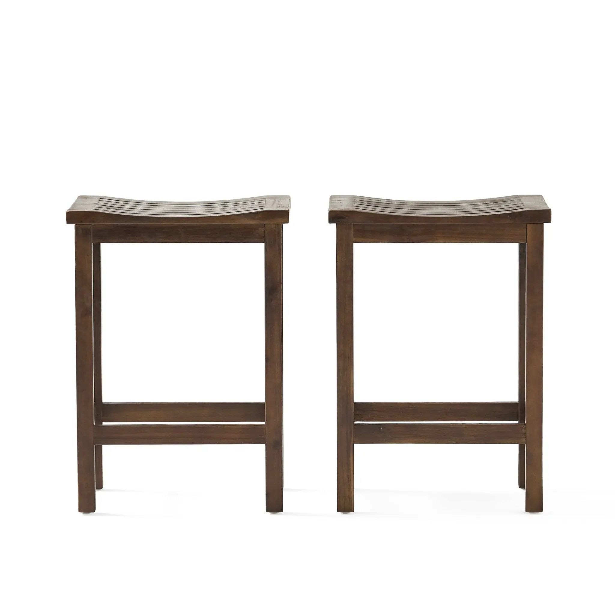 Outdoor Acacia Wood Counter Height Barstool Set of 2 by HouseOfZazla