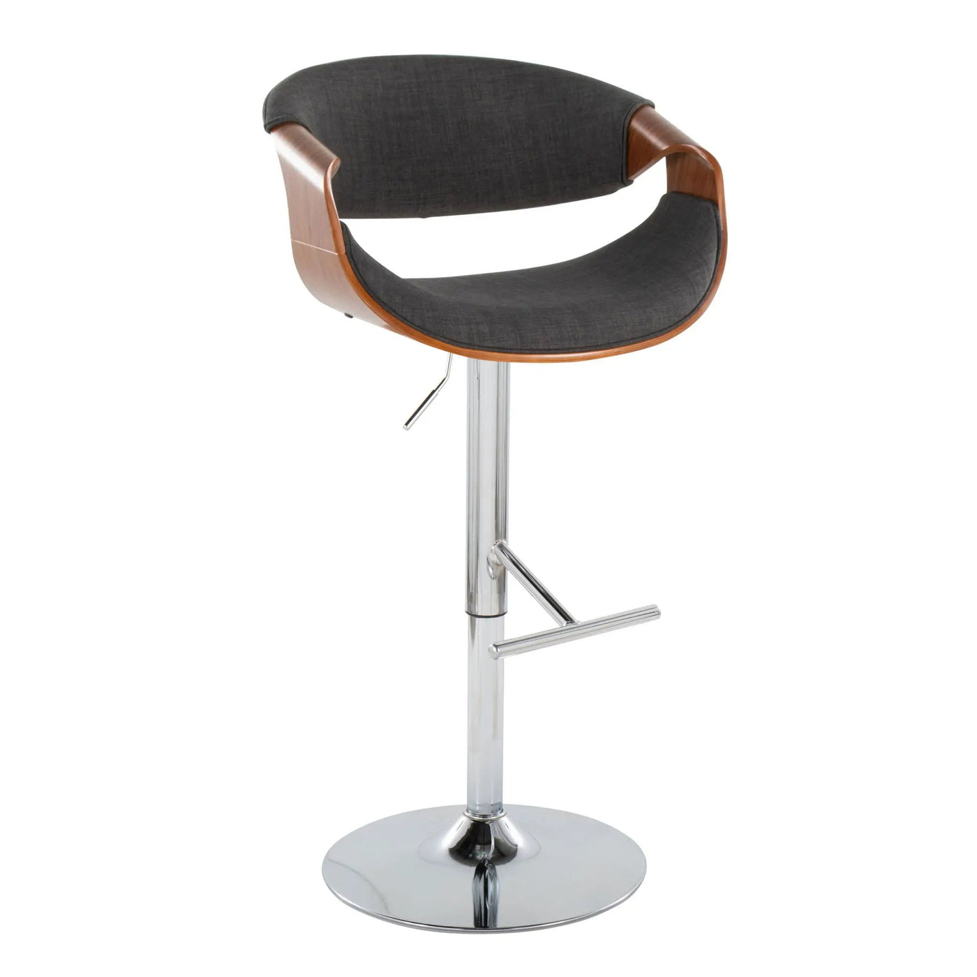 Curvo - Mid Century Modern Adjustable Barstool With Swivel With Straight T Footrest by HouseOfZazla
