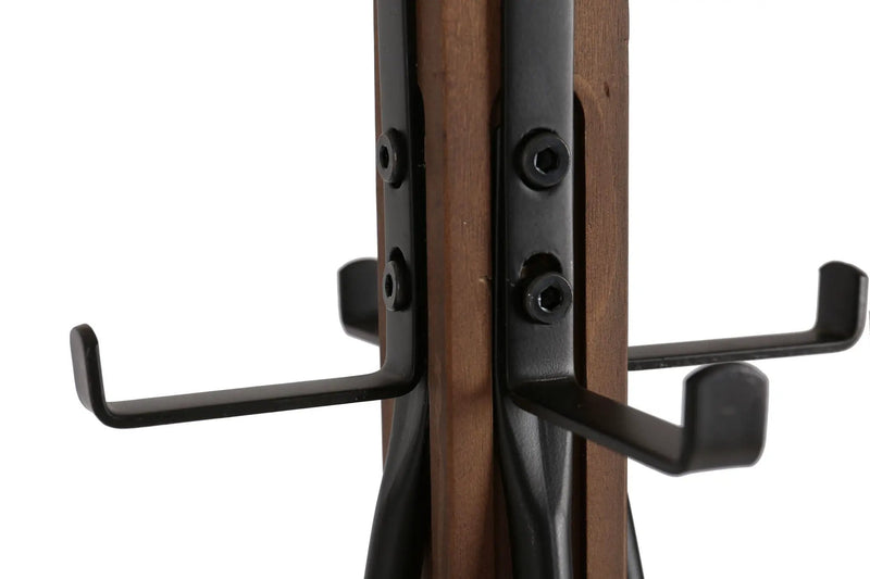 Reclaimed Wood And Metal Freestanding Coat Rack With Hooks Use In Bedroom, Living Room - Natural by HouseOfZazla