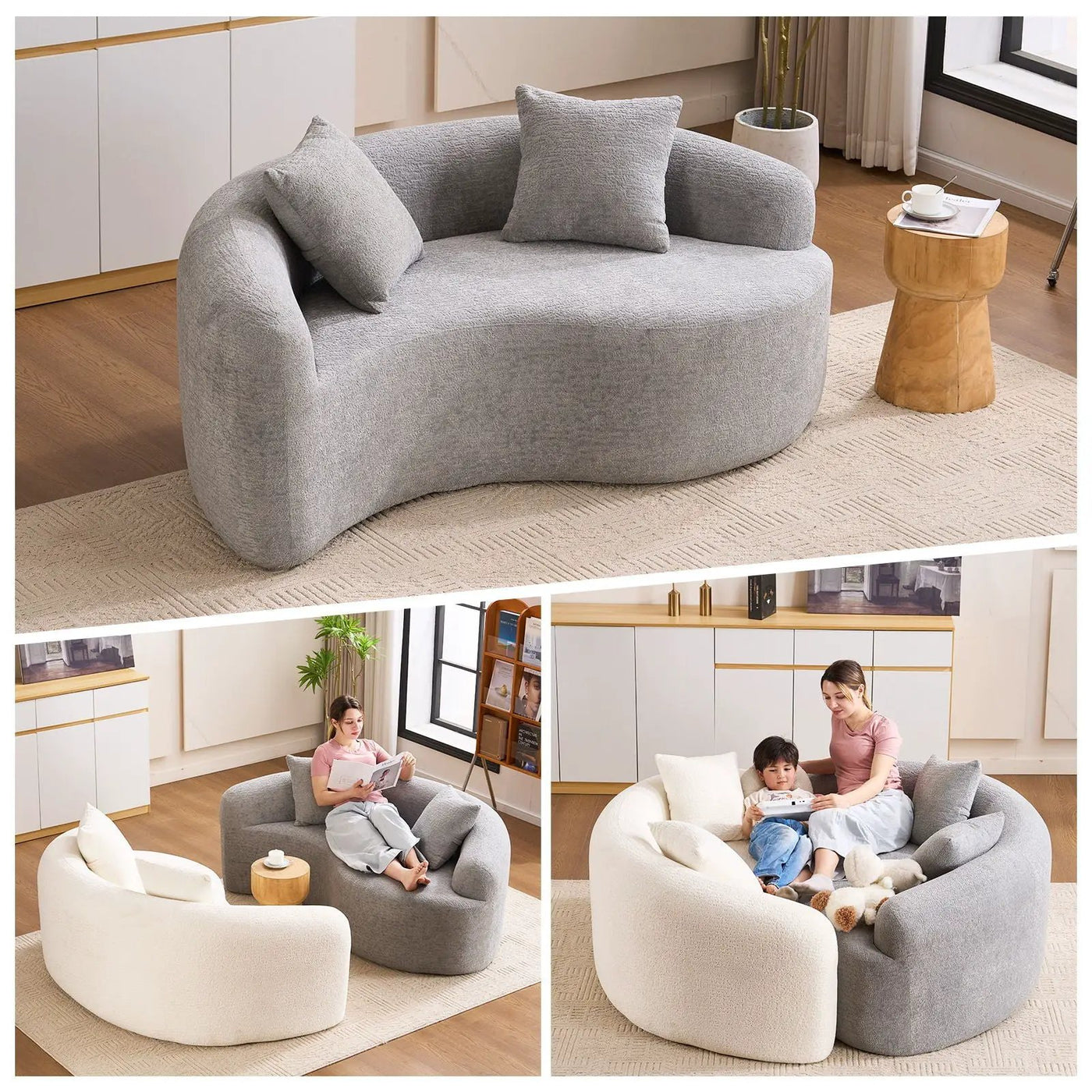 Tai Chi - Curved Dual Depth Loveseat by Unique Piece Furniture