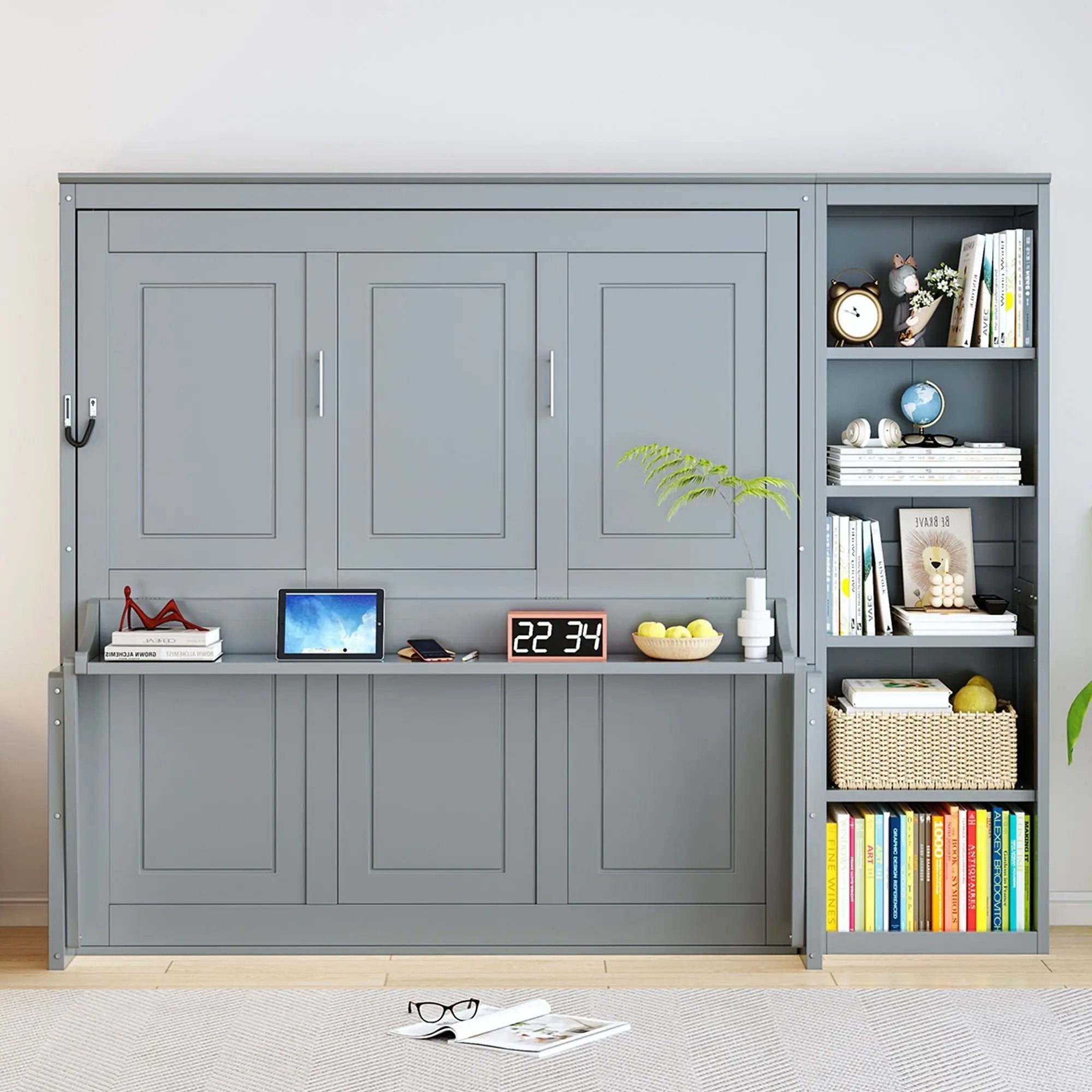 Sturdy Murphy Bed With Desk And Bookshelf by HouseOfZazla