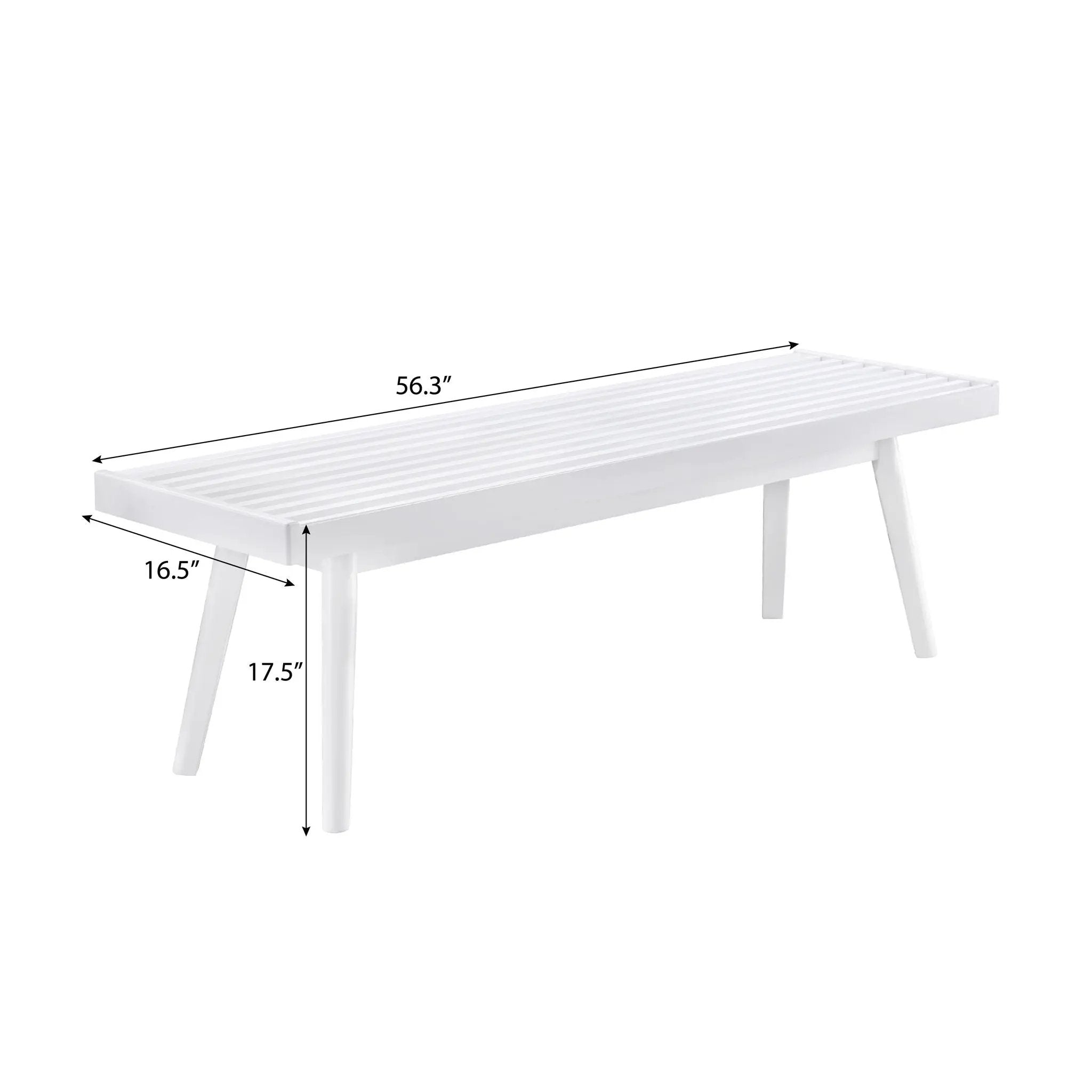 Larwich - Solid Wood Slatted Bench - White by Unique Piece Furniture