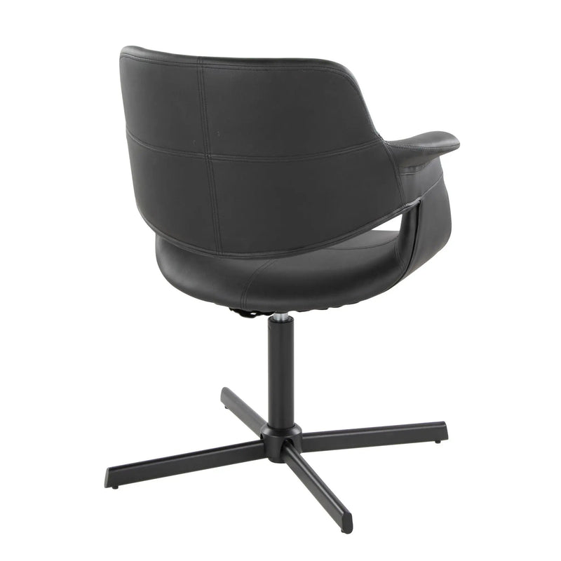 Vintage Flair - Mid-Century Modern Swivel Chair With X - Pedestal - Black by HouseOfZazla