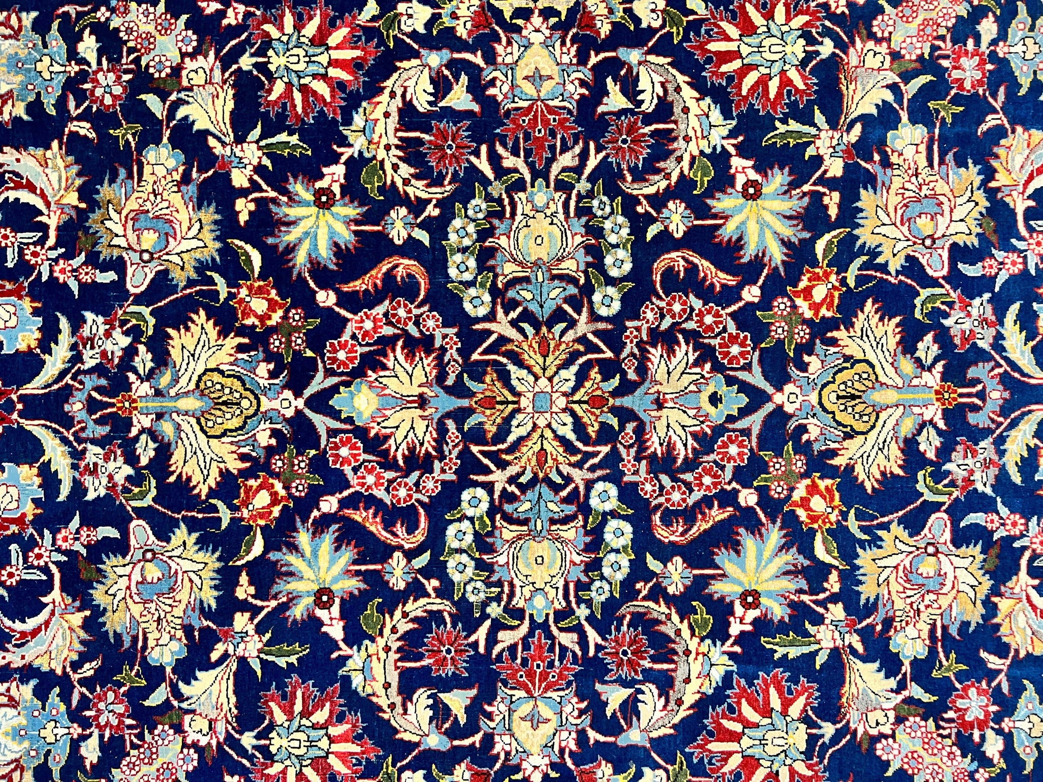 Blue Persian Qum Rug 5x7, Very Fine and Wonderful Authentic Persian Carpet, Wool Hand Knotted Vintage Semi Antique Oriental Rug, Floral, Ghom Qom Rug by Jewel Rugs