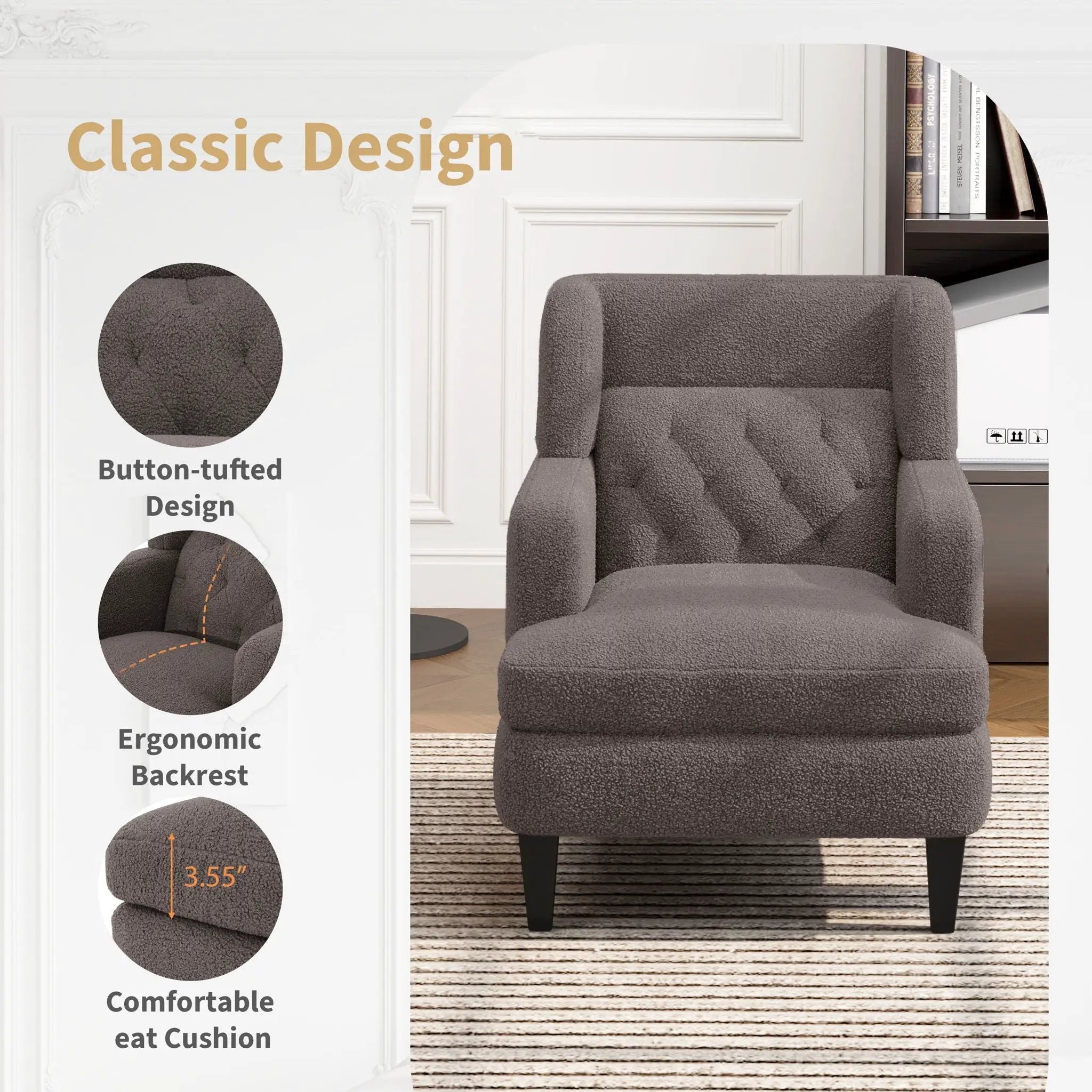 Upholstered Accent Chair Tufted Armchair For Living Room And Bedroom by Unique Piece Furniture