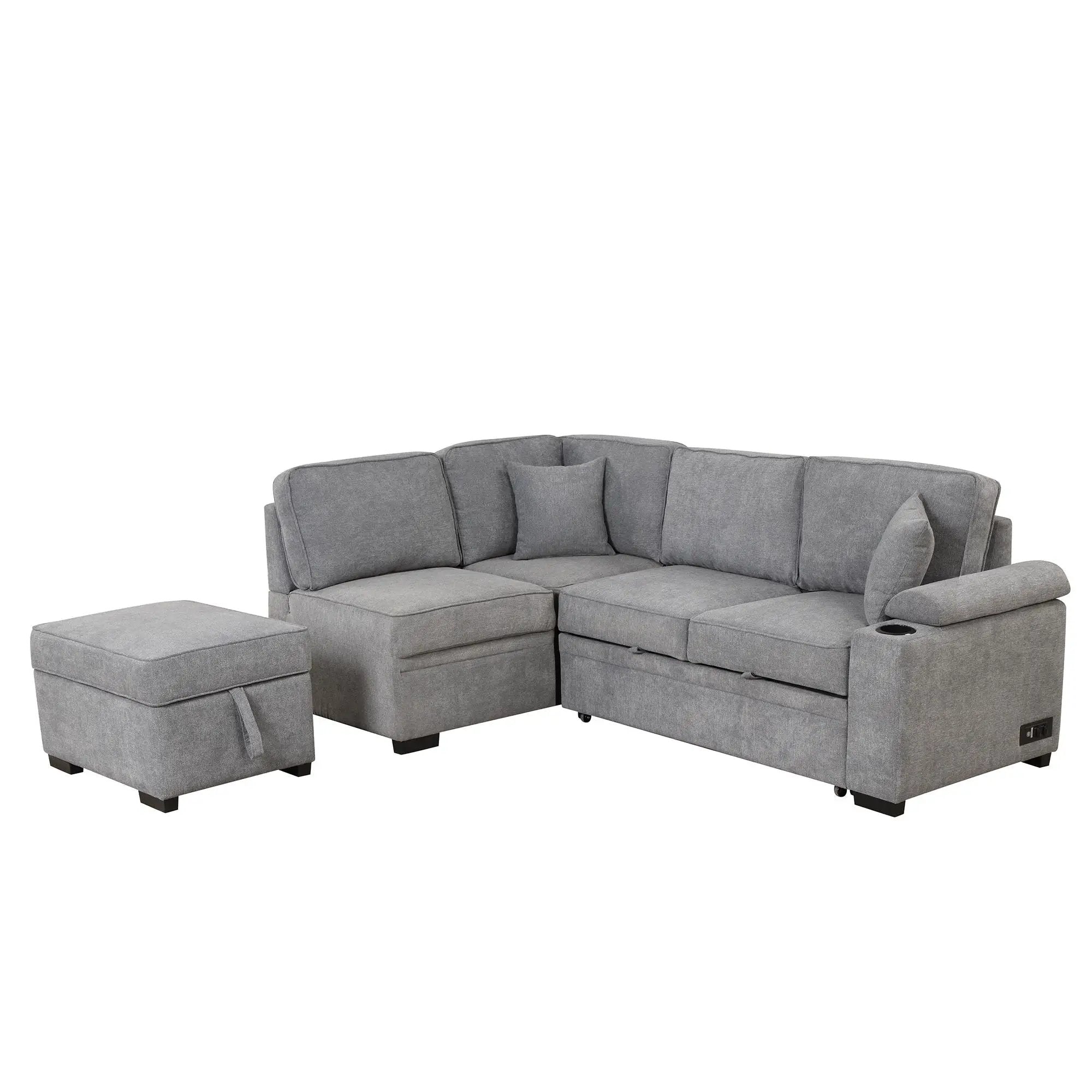 Sleeper Sofa Bed, 2 In 1 Pull Out Sofa Bed L Shape Couch With Storage Ottoman For Living Room, Bedroom Couch And Small Apartment by HouseOfZazla
