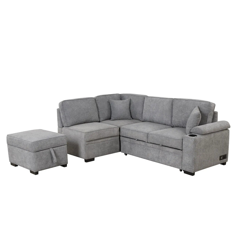 Sleeper Sofa Bed, 2 In 1 Pull Out Sofa Bed L Shape Couch With Storage Ottoman For Living Room, Bedroom Couch And Small Apartment by HouseOfZazla