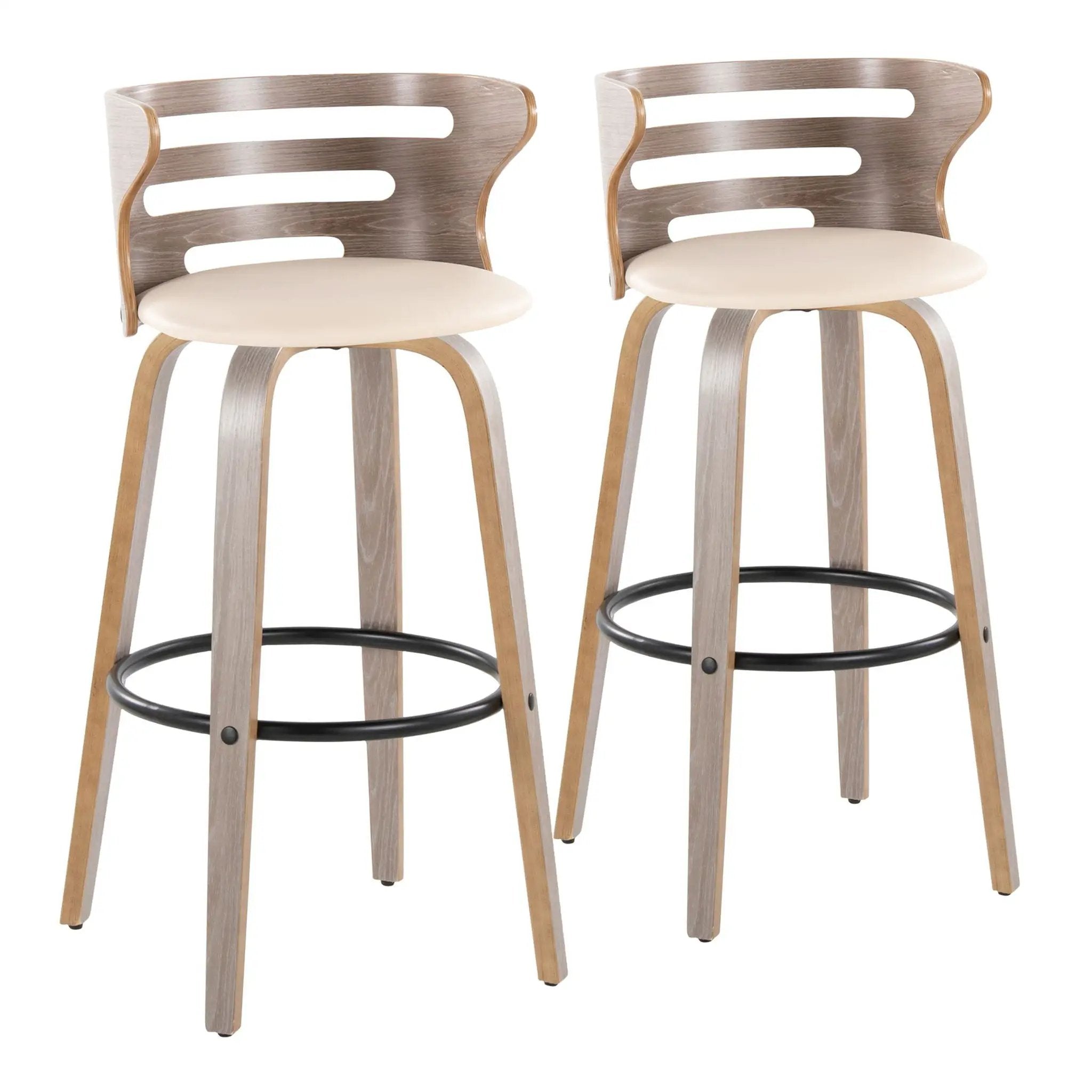 Cosini - Mid Century Modern Fixed Height, Barstool & Swivel And Round Footrest (Set of 2) by Unique Piece Furniture