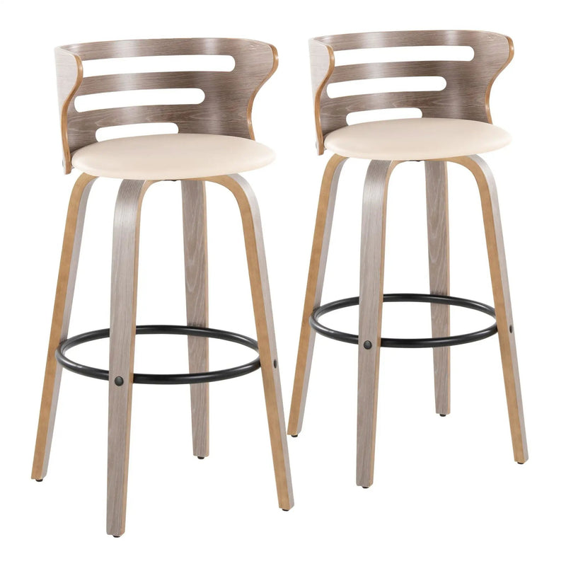 Cosini - Mid Century Modern Fixed Height, Barstool & Swivel And Round Footrest (Set of 2) by HouseOfZazla