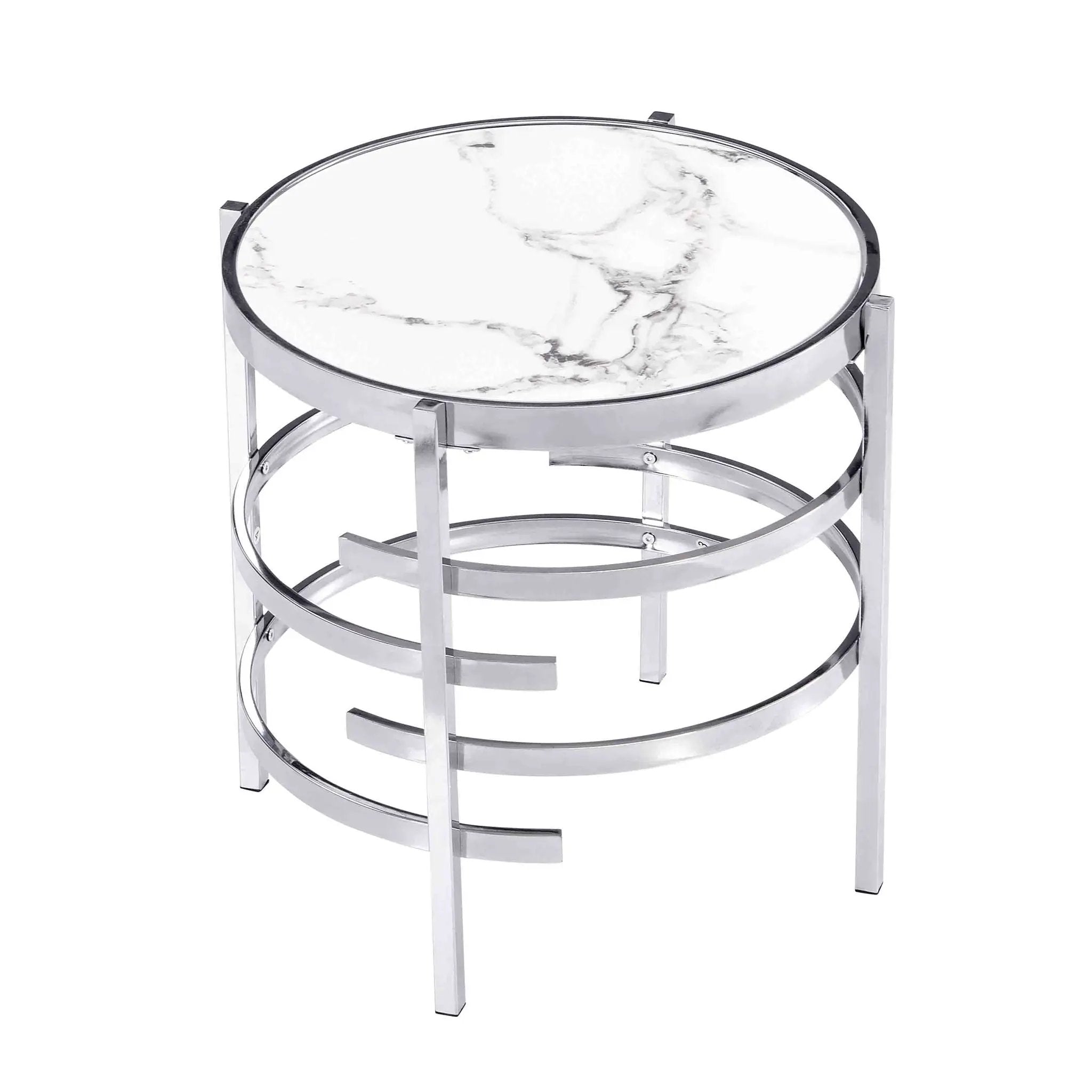 Elegant Round Table With Sintered Stone Top & Sturdy Metal Frame by HouseOfZazla