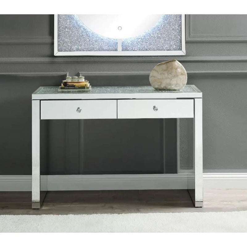 Noralie - 32"H Console Table - Mirrored & Faux Diamonds by Unique Piece Furniture