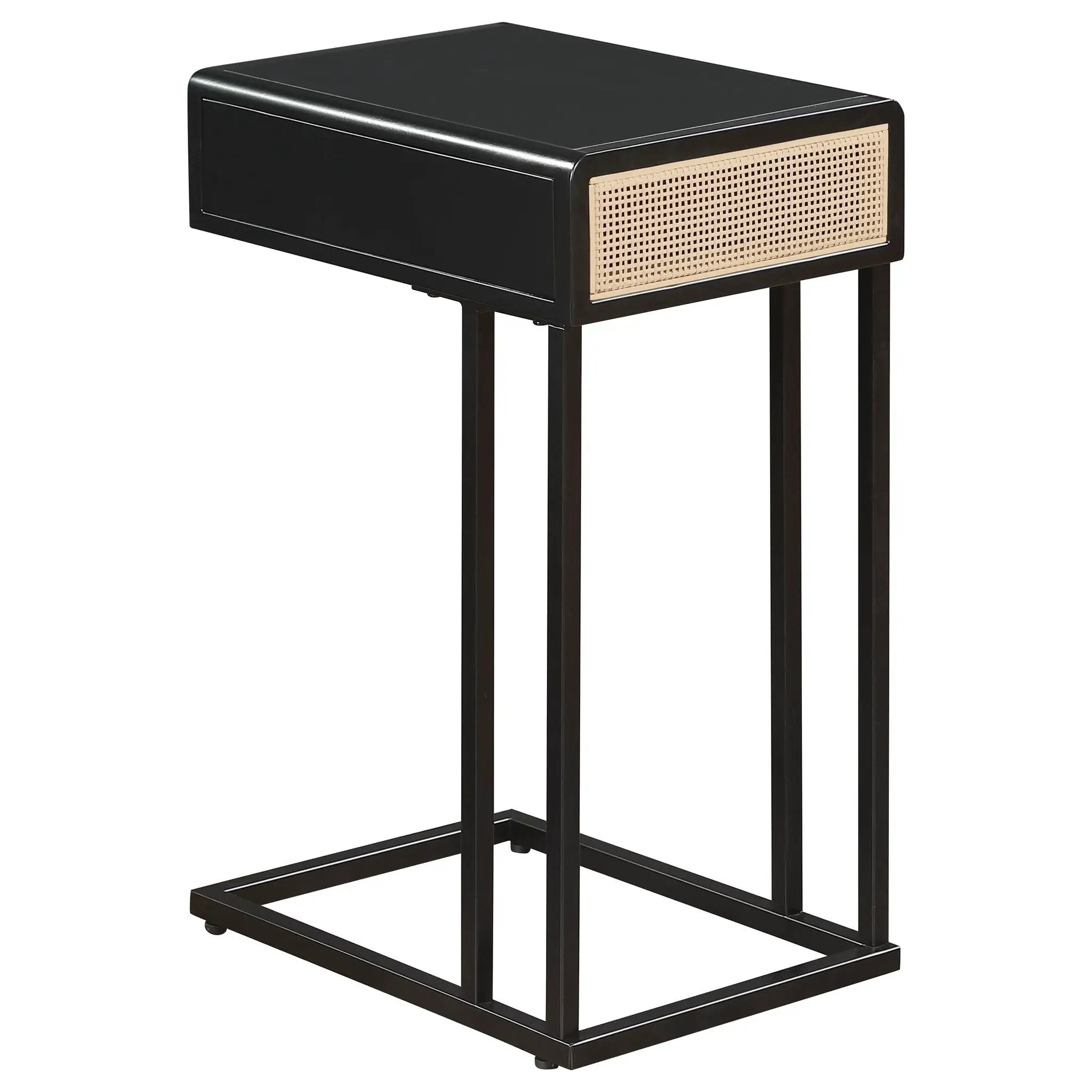 Amherst 1-drawer Radio Weave Cane Metal Side Table Black by Unique Piece Furniture