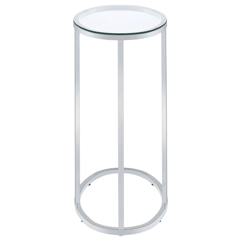 Kyle Oval Glass Top C-Shaped Sofa Side Table Chrome by Unique Piece Furniture