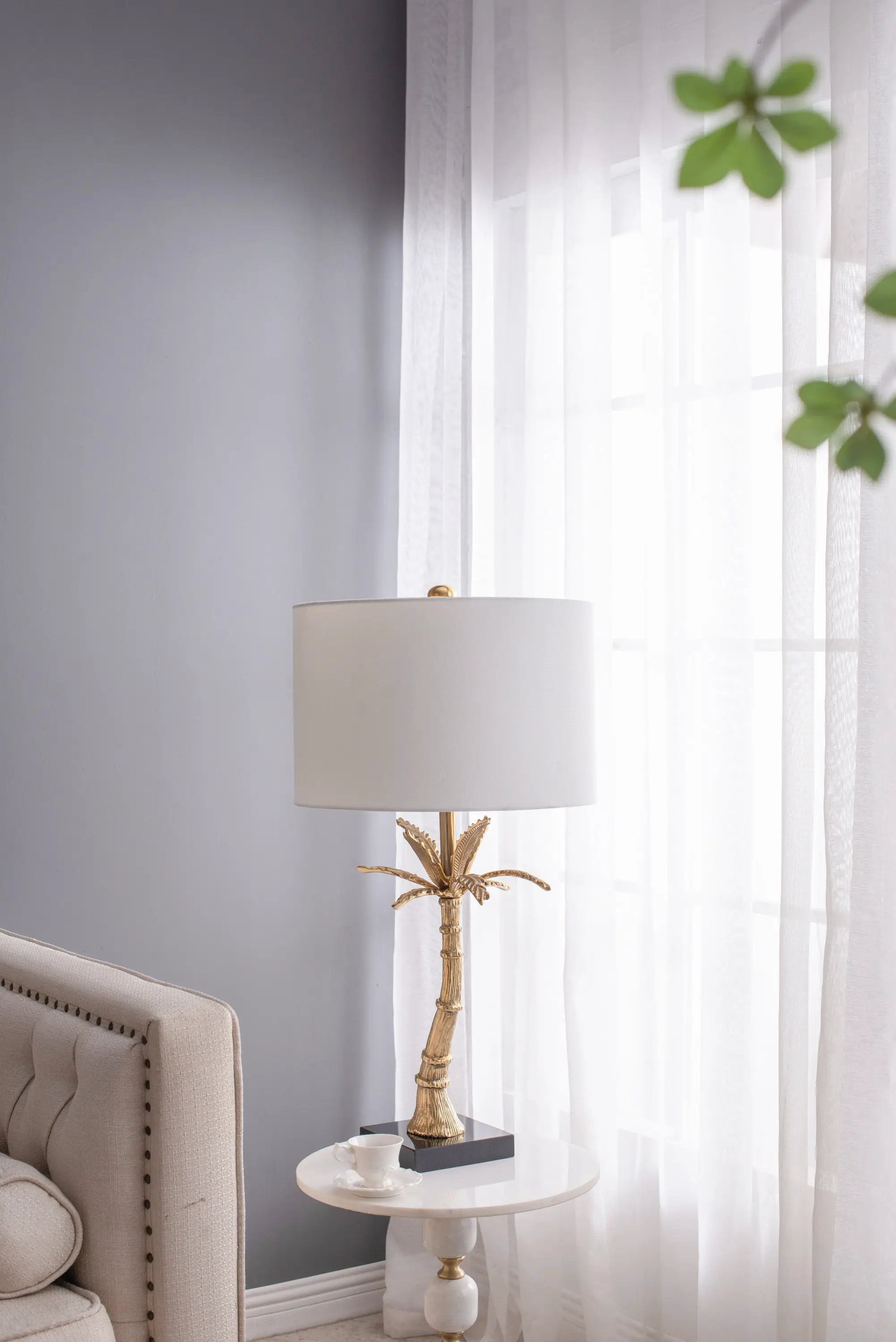 D16x31' Leaf Lamp with Marble Base Gold by HouseOfZazla