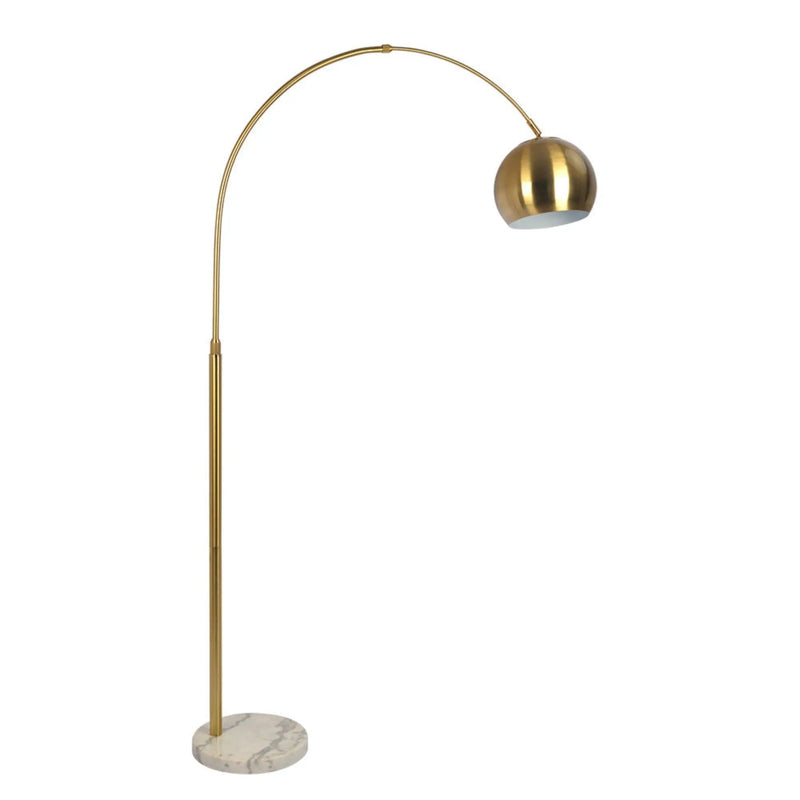 Oasis - Long Arm Gold Adjustable Floor Lamp With Round Marble Base - Gold / White Marble by Unique Piece Furniture