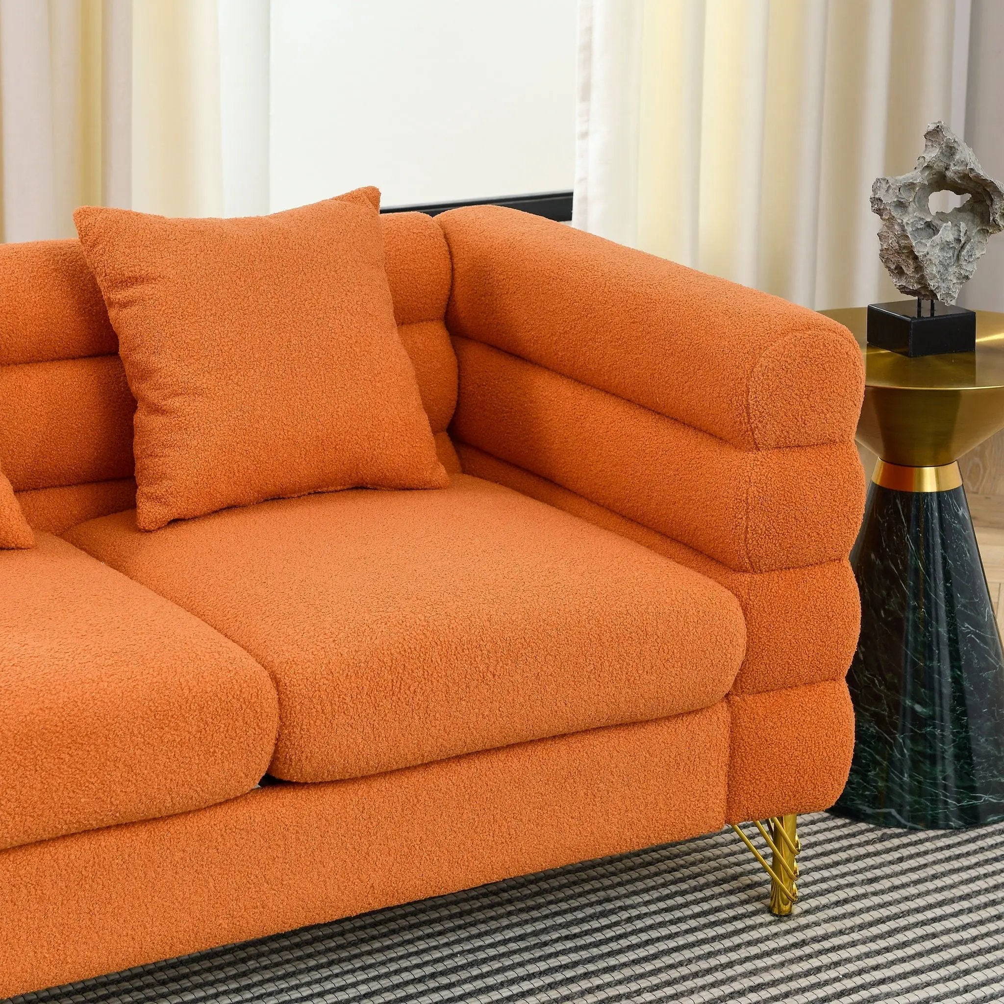 Oversized L - Shaped Corner Sofa, 5 Seater Sectional With 3 Cushions, Living Room Furniture - Orange by HouseOfZazla
