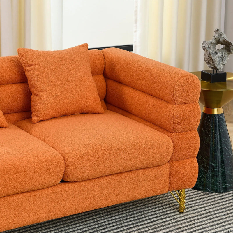 Oversized L - Shaped Corner Sofa, 5 Seater Sectional With 3 Cushions, Living Room Furniture - Orange by HouseOfZazla