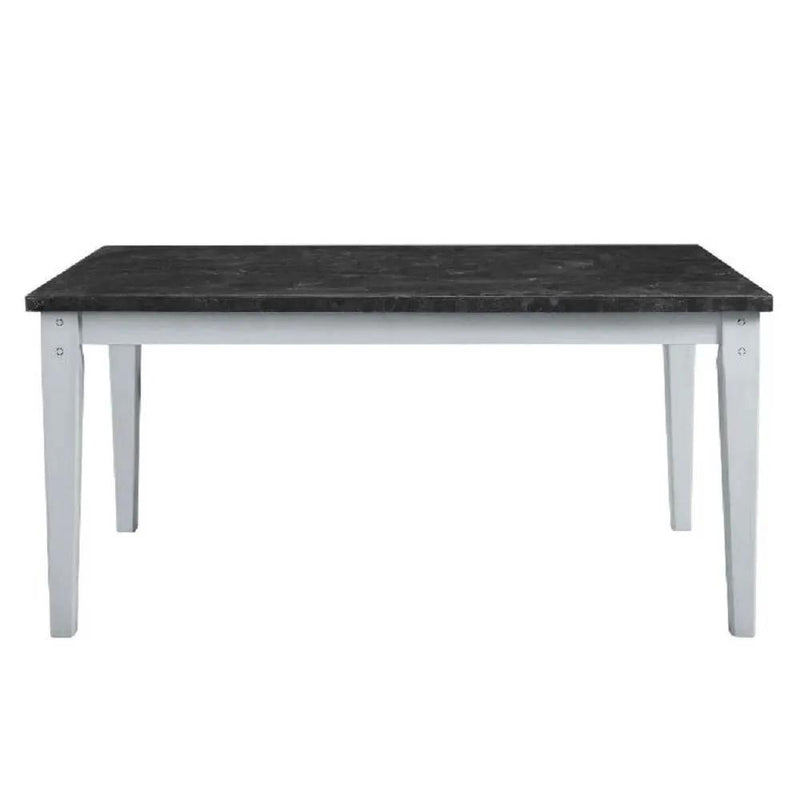 Lanton - Dining Table - Natural Marble & Antique White by Unique Piece Furniture