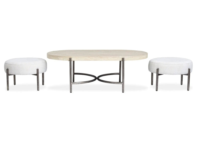 Jennings - Oval Cocktail Table With Two Ottomans - Edgecomb Gray And Weathered Antique Nickel by Unique Piece Furniture