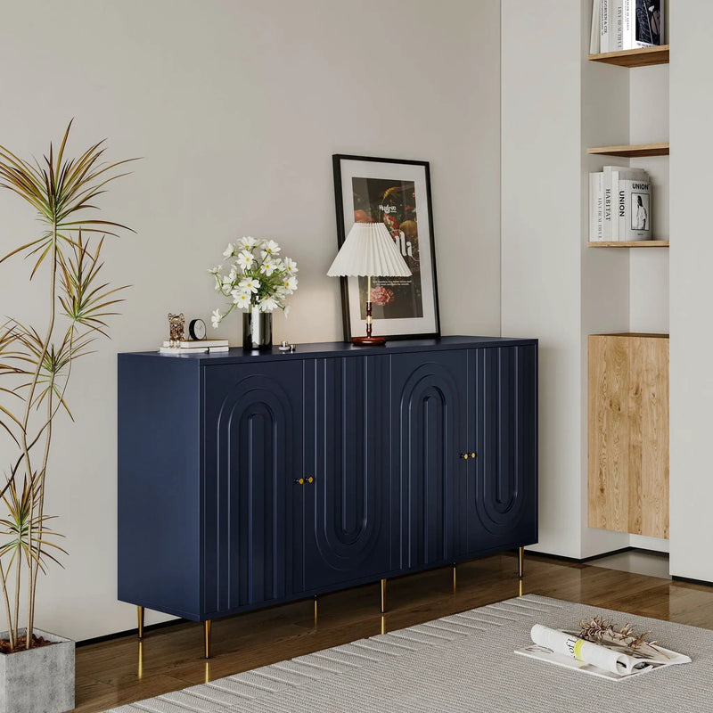 Modern Lacquered 4 Door Cabinet Sideboard Buffet Server Cabinet Storage Cabinet, For Living Room, Entryway, Hallway, Office, Kitchen And Dining Room by HouseOfZazla