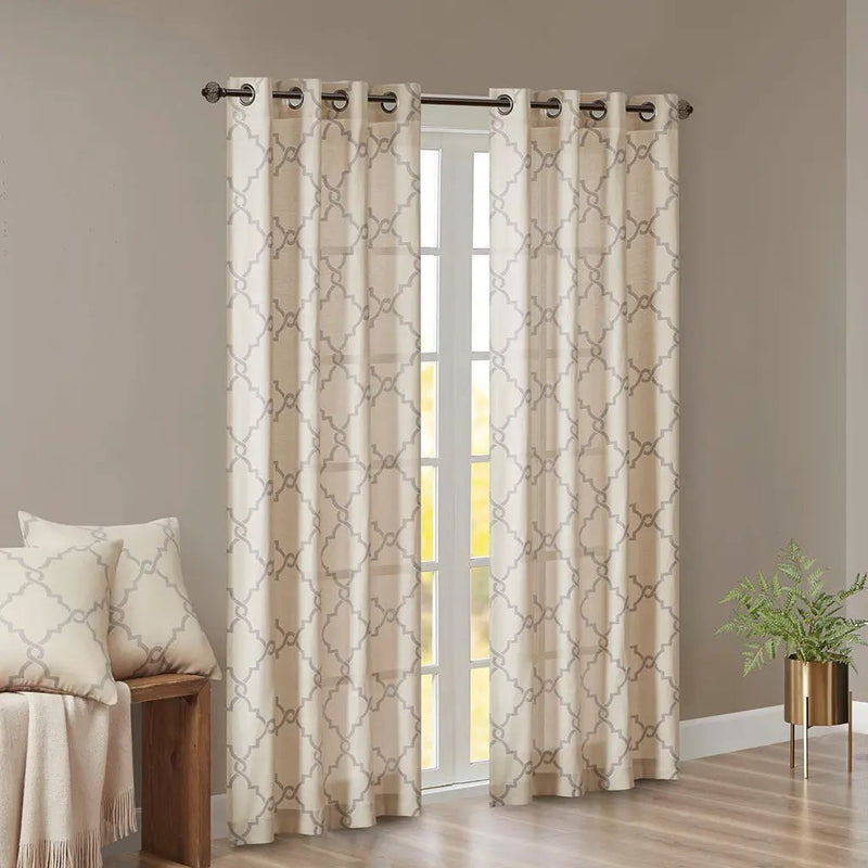 Fretwork Print Grommet Top Window Curtain Panel (One Panel) by HouseOfZazla