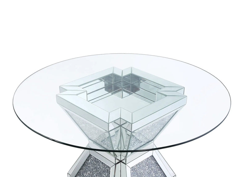 Noralie - 31" Dining Table - Clear Glass, Mirrored & Faux Diamonds by Unique Piece Furniture