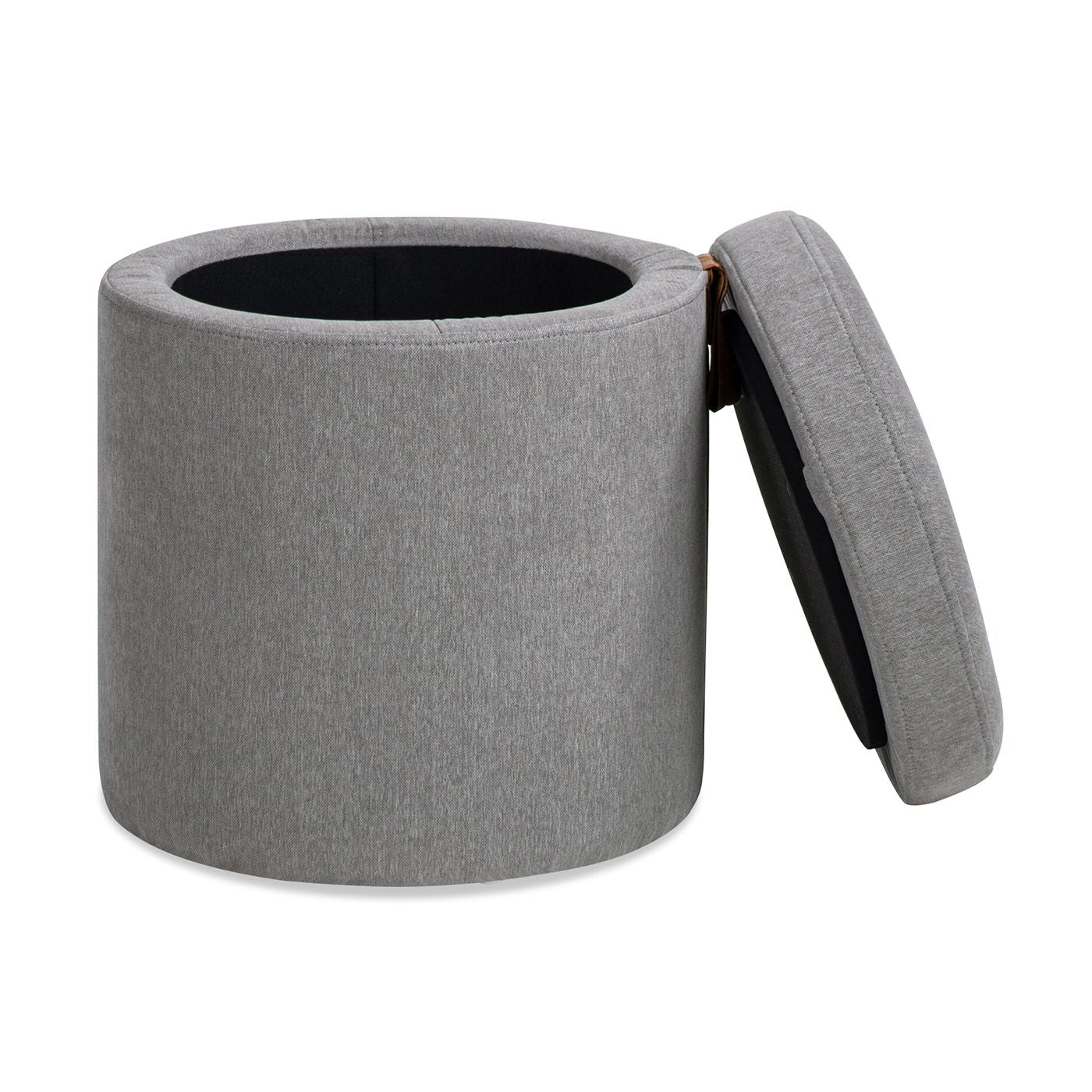Brandy - Round Upholstered Storage Ottoman With Accent by HouseOfZazla