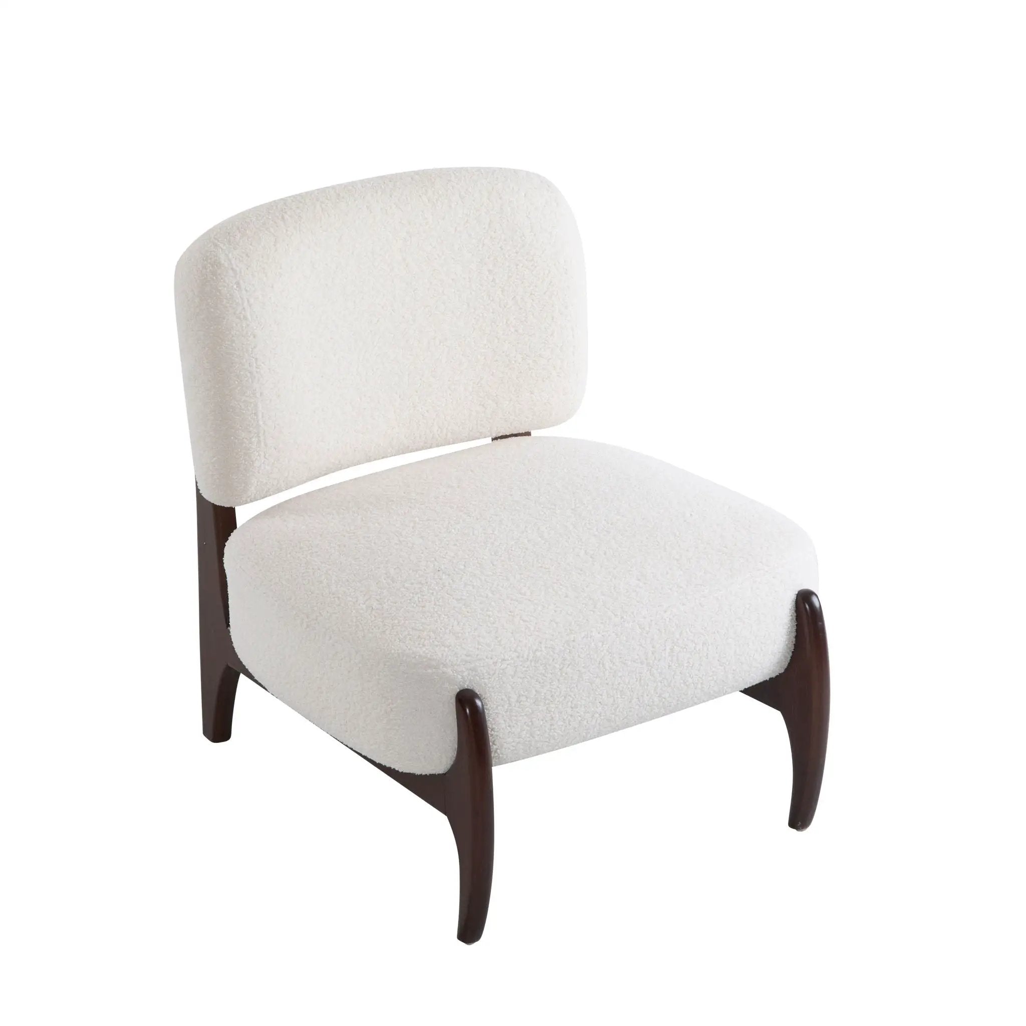 Modern Boucle Lounge Chair With Solid Wood Frame by HouseOfZazla