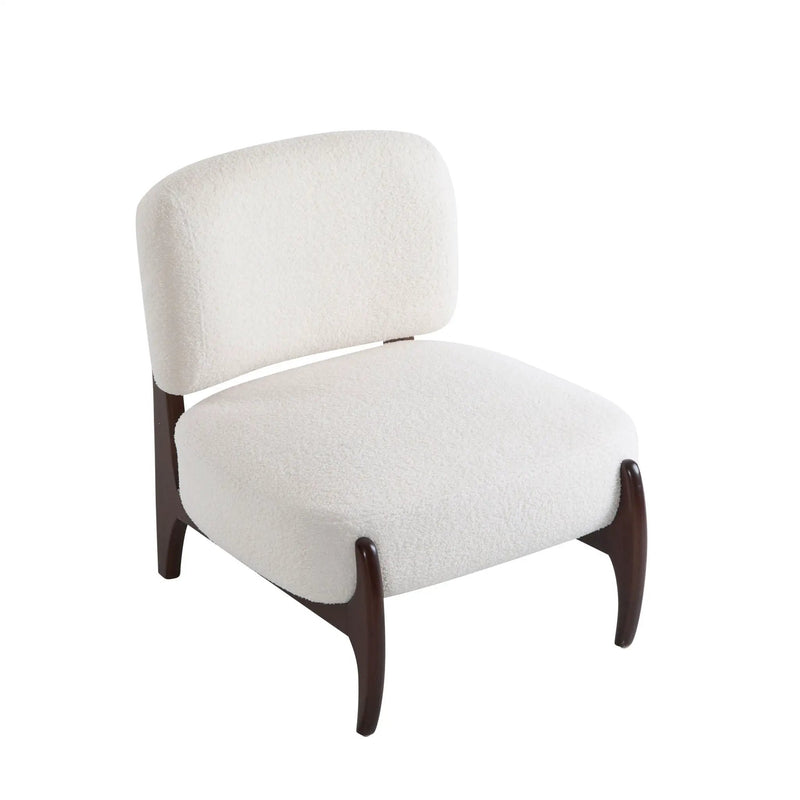 Modern Boucle Lounge Chair With Solid Wood Frame by HouseOfZazla