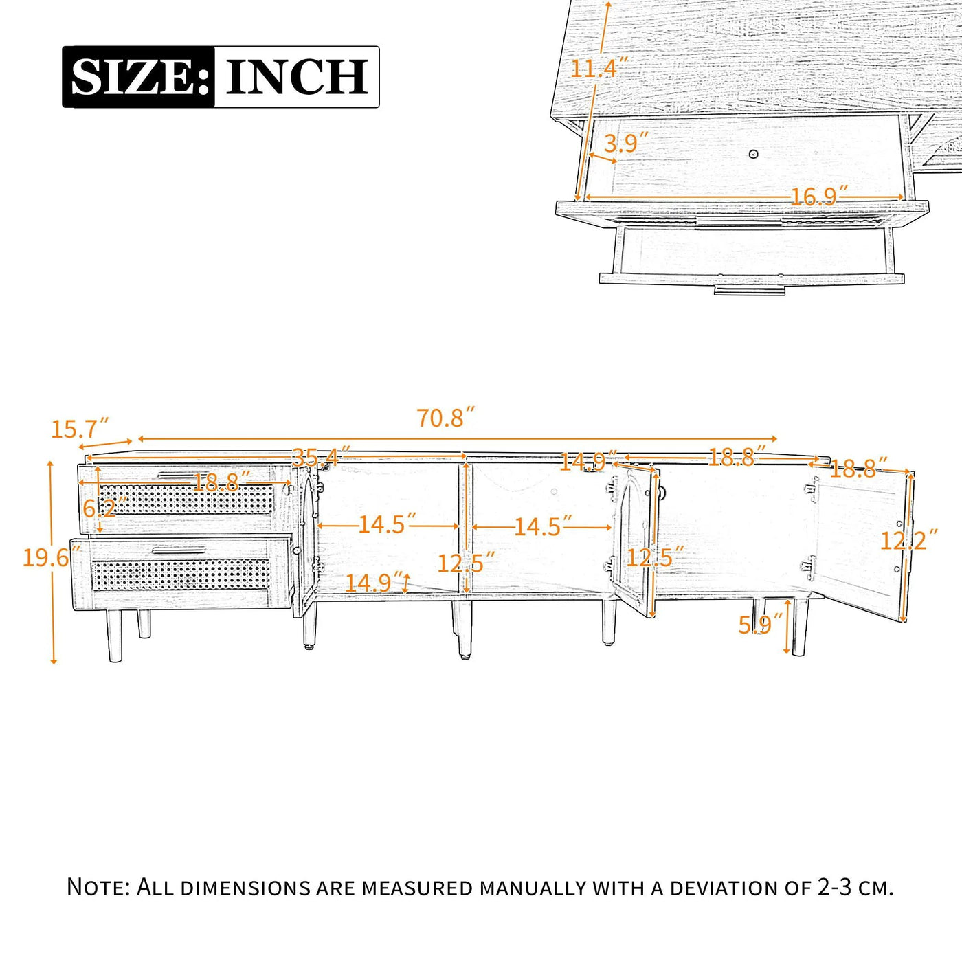 TV Stand With App-Controlled LED Lights, 2 Drawers & Door Storage by HouseOfZazla