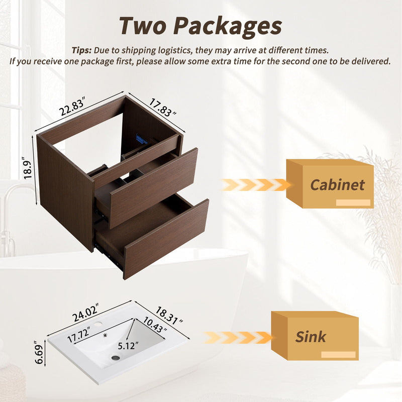 Wall Mounted Floating Bathroom Vanity With Sink And Cabinet by HouseOfZazla