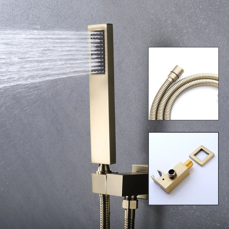 Wall Mount Shower System With High Pressure 10" Shower Head And Handheld by HouseOfZazla