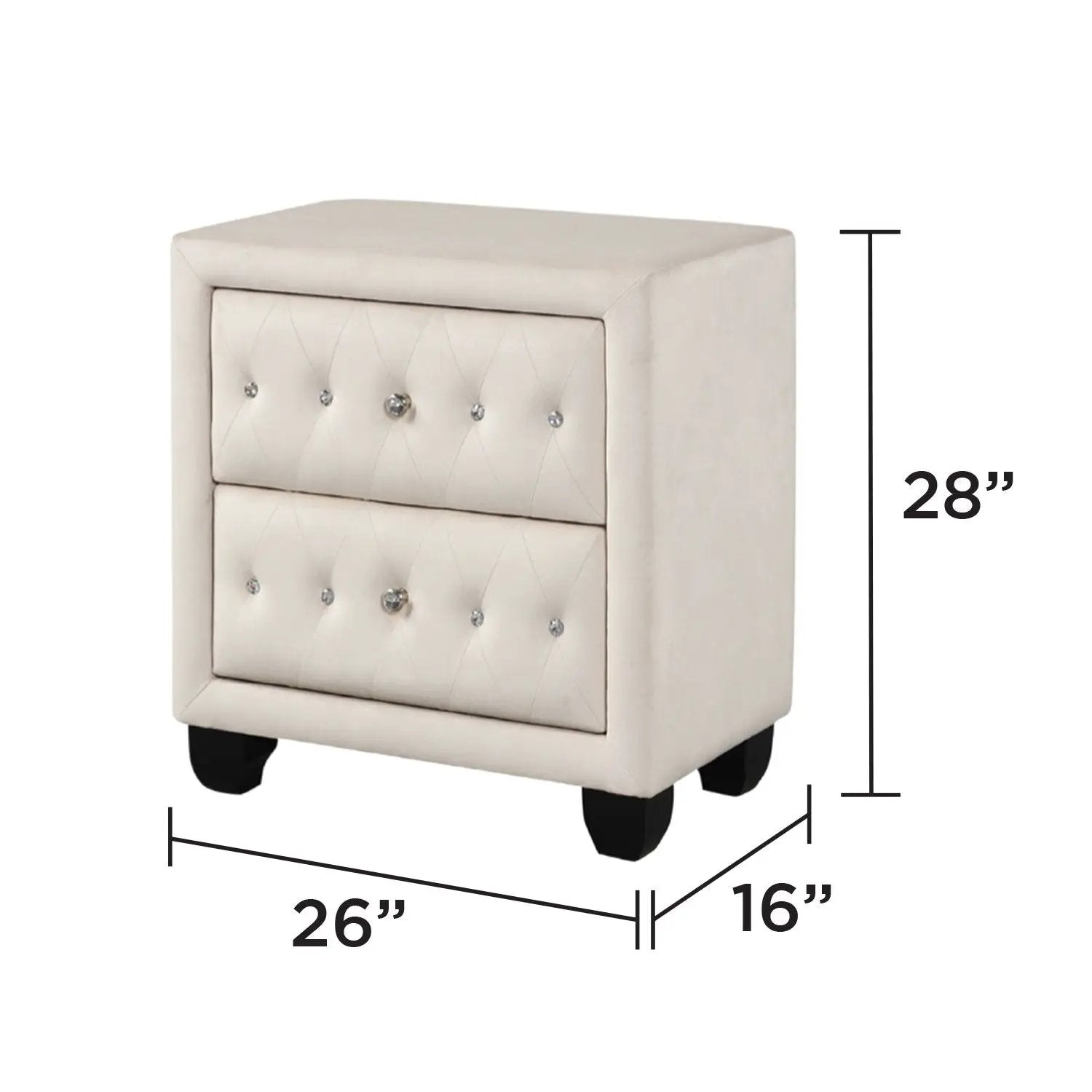 Sophia - 2 Drawer Upholstered Nightstand by HouseOfZazla