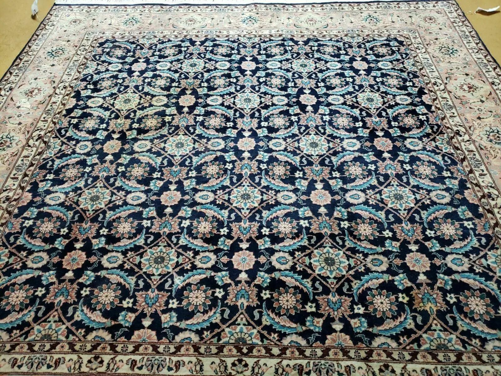 Square Indo Persian Rug 6x6, Hand Knotted, Wool, Allover Pattern by Jewel Rugs