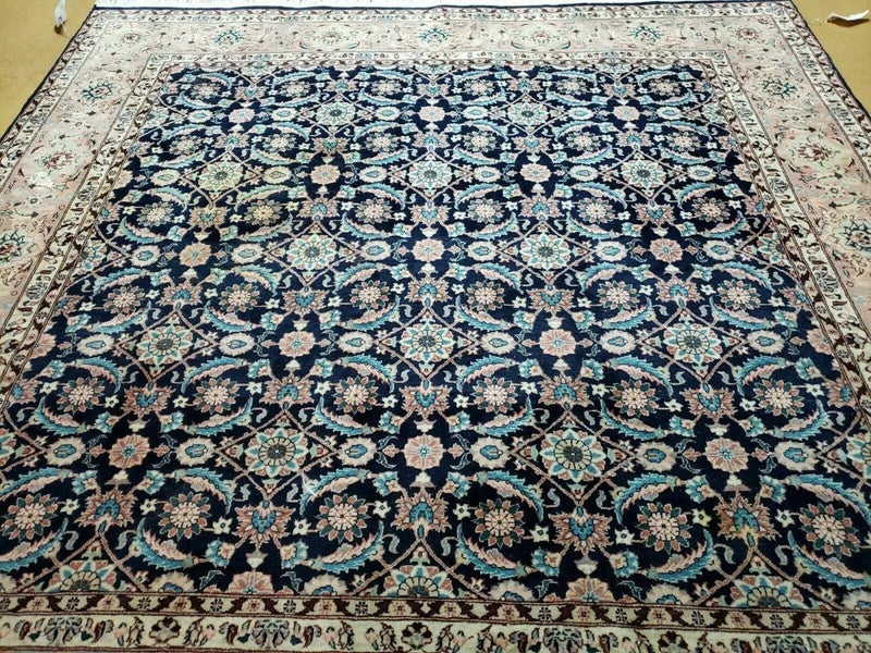 Square Indo Persian Rug 6x6, Hand Knotted, Wool, Allover Pattern by Jewel Rugs